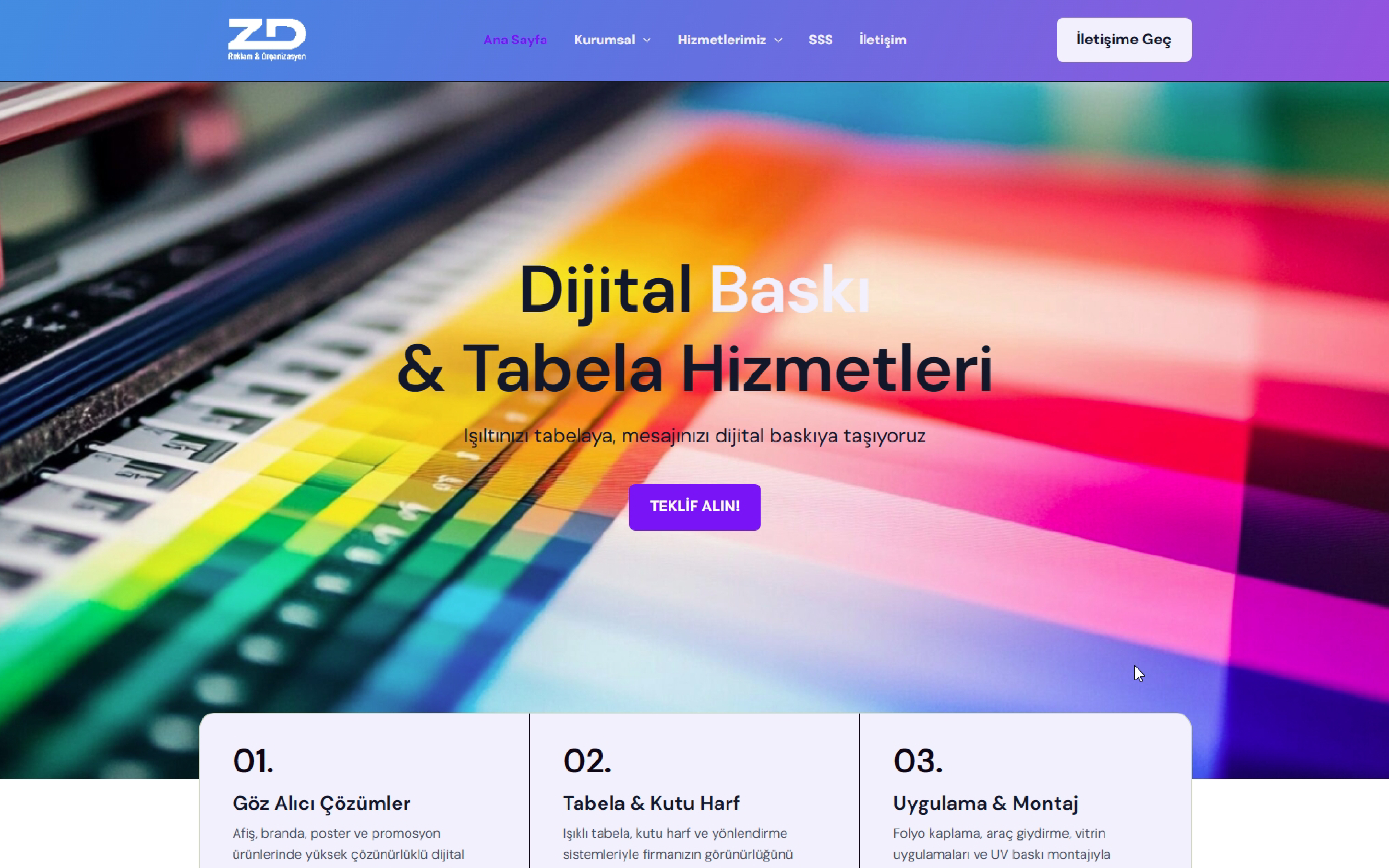 ZD Reklam web sitesi